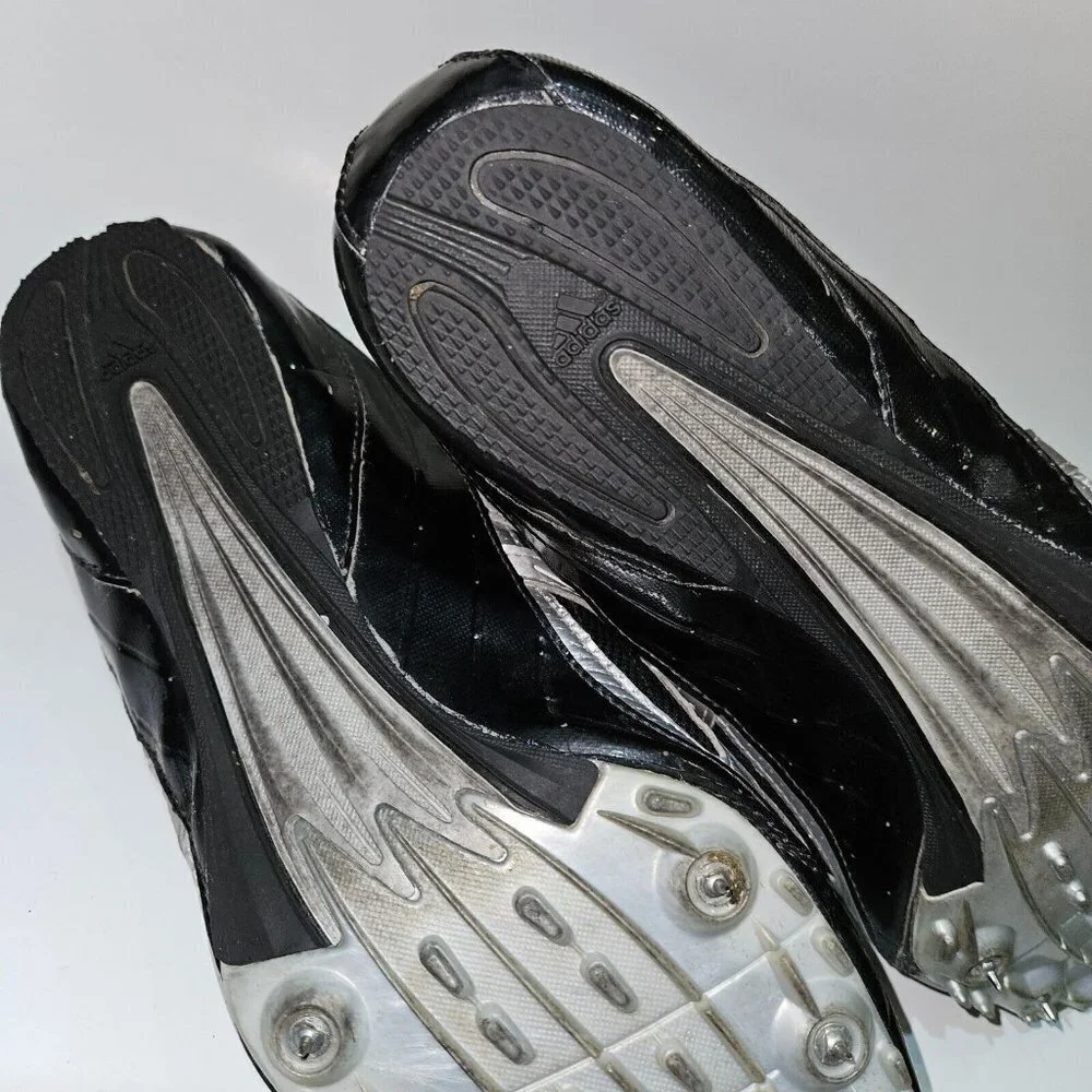 Adidas Techstar Track & Field Cleats Black Silver White Shoes 553838 US 10 READ